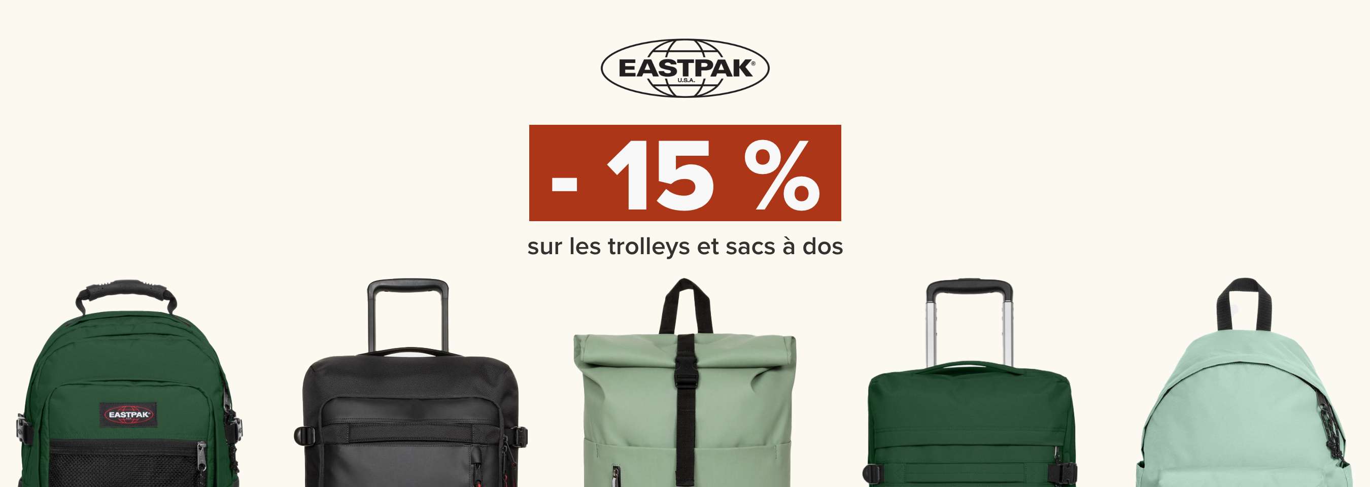 Eastpak: -15% sur tous les sacs à dos et trolleys
