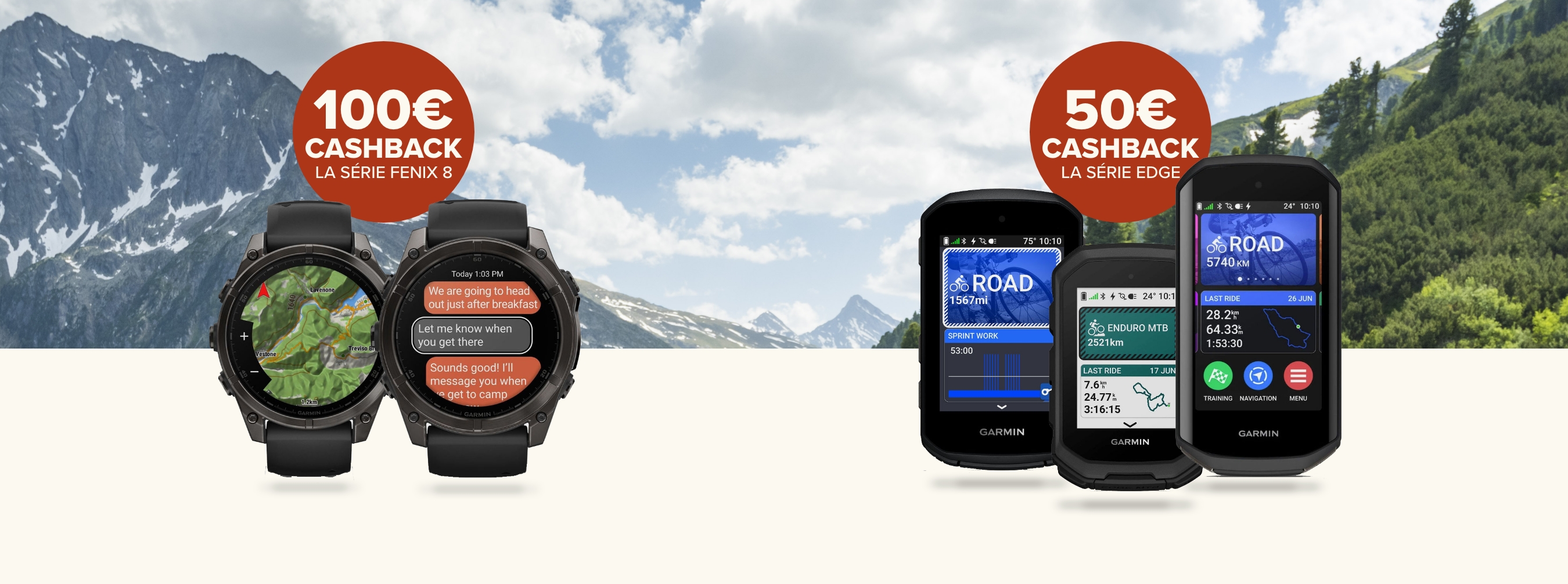 € 100 cashback op FĒNIX® 8-SERIE en € 50 cashback op de Edge Series