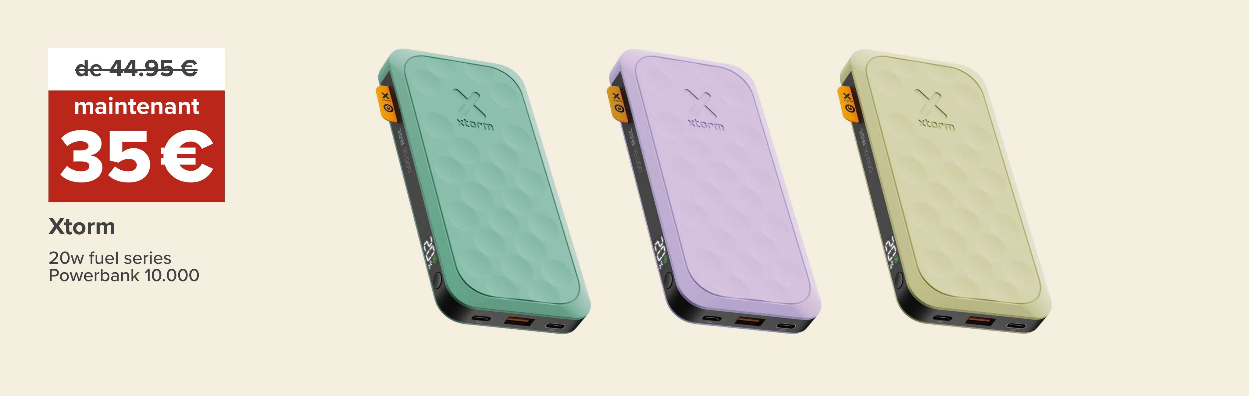 De 44,95 € maintenant 35 € Xtorm 20W Fuel Series power bank 10.000